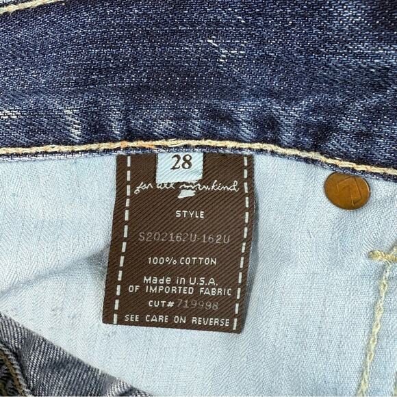 7 For All Mankind DOJO Shorts Long Made  USA Womens 28 Blue Denim Distressed - Picture 13 of 15